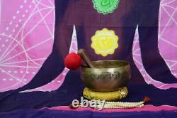 6 Bols chantants anciens et vintage - Ensemble de bols tibétains équilibrés avec mantra - 7 chakras.