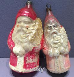 7 Santa Antique Vintage Ornements De Verre De Noël Old Allemand W Arbre, Tête