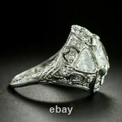 9ct Vieux European Cut Diamond Trois Pierre Art Déco Bague De Fiançailles 14k Or Blanc