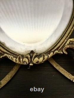 Ancien Bronze Miroir Cadre Table Verre Art France Bois Collectionneurs Rare Vieux 19ème