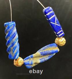 Ancien Collier de Bijoux Vintage en Lapis-Lazuli Perle Antique de l'Empire Sasanien Historique