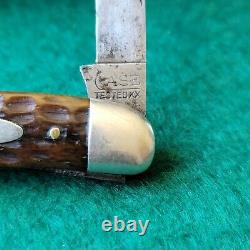 Ancien Vieux Cas Antique Testé XX 6308 Green Bone Whittler Couteau De Poche