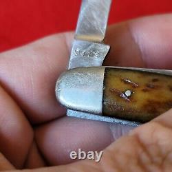 Ancien couteau de poche Stockman Winchester Vintage Antique avec manche en os de cerf et marque de commerce 3973