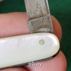 Ancien couteau de poche à embout stylo en perle égal de grande taille de Southington