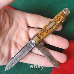 Ancien couteau de poche en os de cerf de la Old Vintage Antique Ulster Knife Co