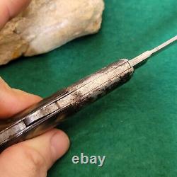 Ancien couteau de poche pliable à cran d'arrêt en corne, fait main, français, italien et de collection