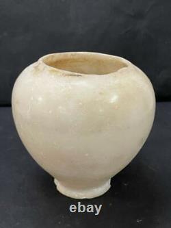 Ancien vase / pot de fleur en pierre de marbre blanc vintage, antique, rare, fait à la main et unique
