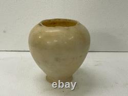 Ancien vase / pot de fleur en pierre de marbre blanc vintage, antique, rare, fait à la main et unique