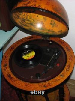 Ancienne Ancienne Table Gramophone+radio+pickup+globe Map+bar+cofee. Carte De L'ancien Monde