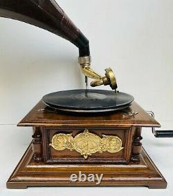 Ancienne Hmv Ancienne Machine En Bois Collectionnable Gramophone / Phonographe Bg 03