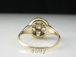 Ancienne Mine Diamond Ring Cocktail Cluster 1.00ctw 14k Or Jaune Vintage
