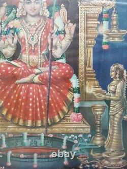 Ancienne Vintage Vieille Rare Imprimer Hindu Déesse Parvati Madurai Meenakshi Devi A89