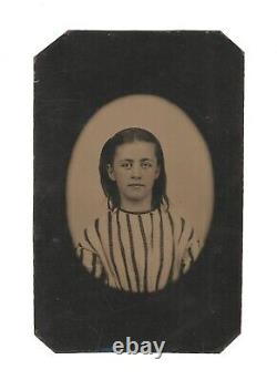 Ancienne photo en ferrotype de jeune fille mignonne joliment identifiée Orphia Price