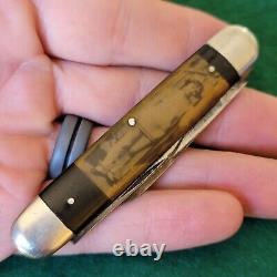 Ancienne règle d'or risquée pour dames égales, image de stylo de poche couteau de collection antique.