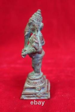 Ancienne statue en laiton et cuivre du Seigneur Ganesha, objet de décoration ancien et collectionnable Ph-79