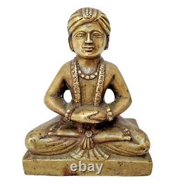Ancienne statue en laiton rare de saint / moine / prêtre hindou antique vintage