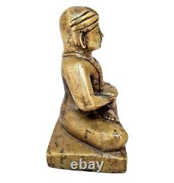 Ancienne statue en laiton rare de saint / moine / prêtre hindou antique vintage