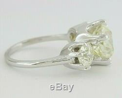 Anciennes 4,1 Ct 14k Or Blanc Old Cut Européenne Trois-stone Diamond Ring