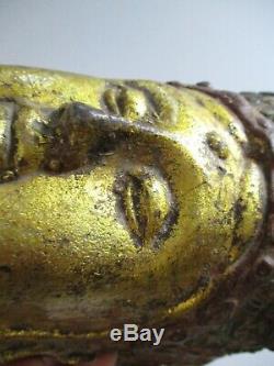 Anciennes Tête De Bouddha Ancien En Fonte Sculpture Statue Asiatique Art Heirloom