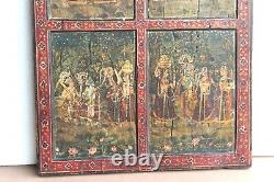 Anciennes peintures vintage sur bois de teck, décoration d'intérieur antique rare, art de collection BO-07