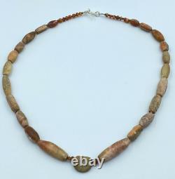 Anciennes perles, bijoux anciens, collier en pierre de cornaline agate vintage