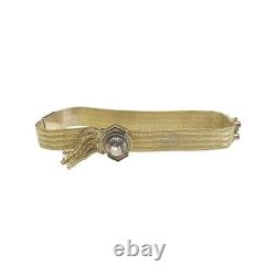 Antique 14k Or Jaune Old European Diamond Bracelet Slider Vintage