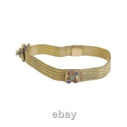 Antique 14k Or Jaune Old European Diamond Bracelet Slider Vintage