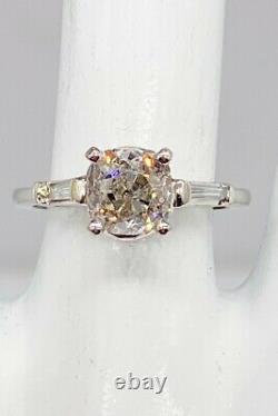 Antique 1930 $12,000 2.53ct Old Mine Cut Champagne Diamond Platinum Wedding Ring