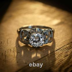 Antique 2.00 Carat Old European Cut Diamond Retro Wedding Ring En Or Blanc 14k