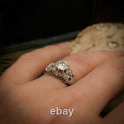 Antique 2.00 Carat Old European Cut Diamond Retro Wedding Ring En Or Blanc 14k