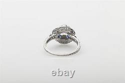 Antique Années 1920 $10k 1.65ct Vs I Old Euro Diamond Sapphire Platinum Filigree Ring