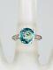 Antique Années 1920 $3400 5ct Old Mine Cut Natural Blue Zircon Platinum Wedding Ring