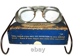 Antique Bausch Et Lomb Goggles Rayban Lunettes De Sécurité Vtg Vieux Spectacles No Box