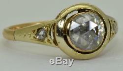 Antique Coupe Victorienne 14k Gold & 1ct Vieille Rose Diamonds Dames Anneau De C1880. Rare