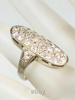 Antique Edwardian 1900s 7000 $ 3ct Old Euro Vs H Diamond Platinum Cluster Ring
