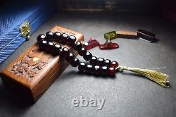 Antique Faturan Cerise Perles De Prière Ambre Bakélite, Ambre Vintage, Vieille Bakélite