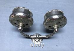 Antique Nickel Laiton Crafters Perled Salle De Bain Double Cup Holder Old Vtg 1139-22b
