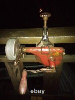 Antique Old Old Tool Hand Crank Bench Grinder / Sharpener