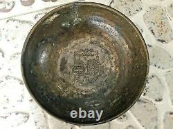 Antique Old Vintage Fine Islamic Urdu Main Gravé Makah Madina Rare Brass Bowl