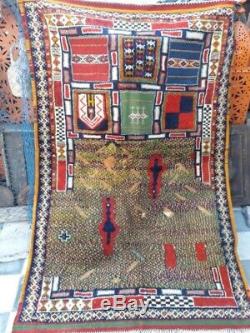 Antique Tapis Marocain. Tapis Vieux. Antique Handmad Berbere Tapis De Laine Millésime 0028