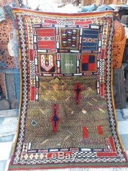 Antique Tapis Marocain. Tapis Vieux. Antique Handmad Berbere Tapis De Laine Millésime 0028