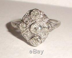 Antique Victorian 0,80 Ct Diamant Ancienne Taille De L'anneau De Platine 7 Mine À