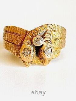 Antique Victorien 14k Serpent Serpent Vieil European Diamond Ring Vintage Art Deco