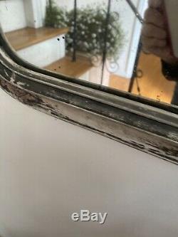 Antique Vintage Old Cut Gravé En Verre Miroir Cadre En Bois Gravé 30 X 15 Trumeau