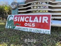 Antique Vintage Old Style Huiles Sinclair Service Station Sign