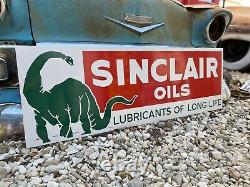 Antique Vintage Old Style Huiles Sinclair Service Station Sign