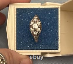 Antique, Vrai Vintage Victorien Ère Platinum Old Mine Cut Diamond Ring