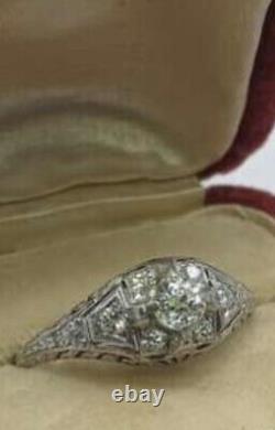 Antique, Vrai Vintage Victorien Ère Platinum Old Mine Cut Diamond Ring