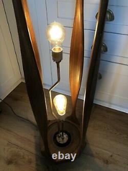 Antique Vtg Années 1950 1960 MCM MID Century Wood Floor Lamp Light Danish Atomic Old