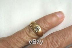 Antiques Or Jaune 18 Carats Old Cut Diamond Star Gypsy Pinky Anneau Uk F